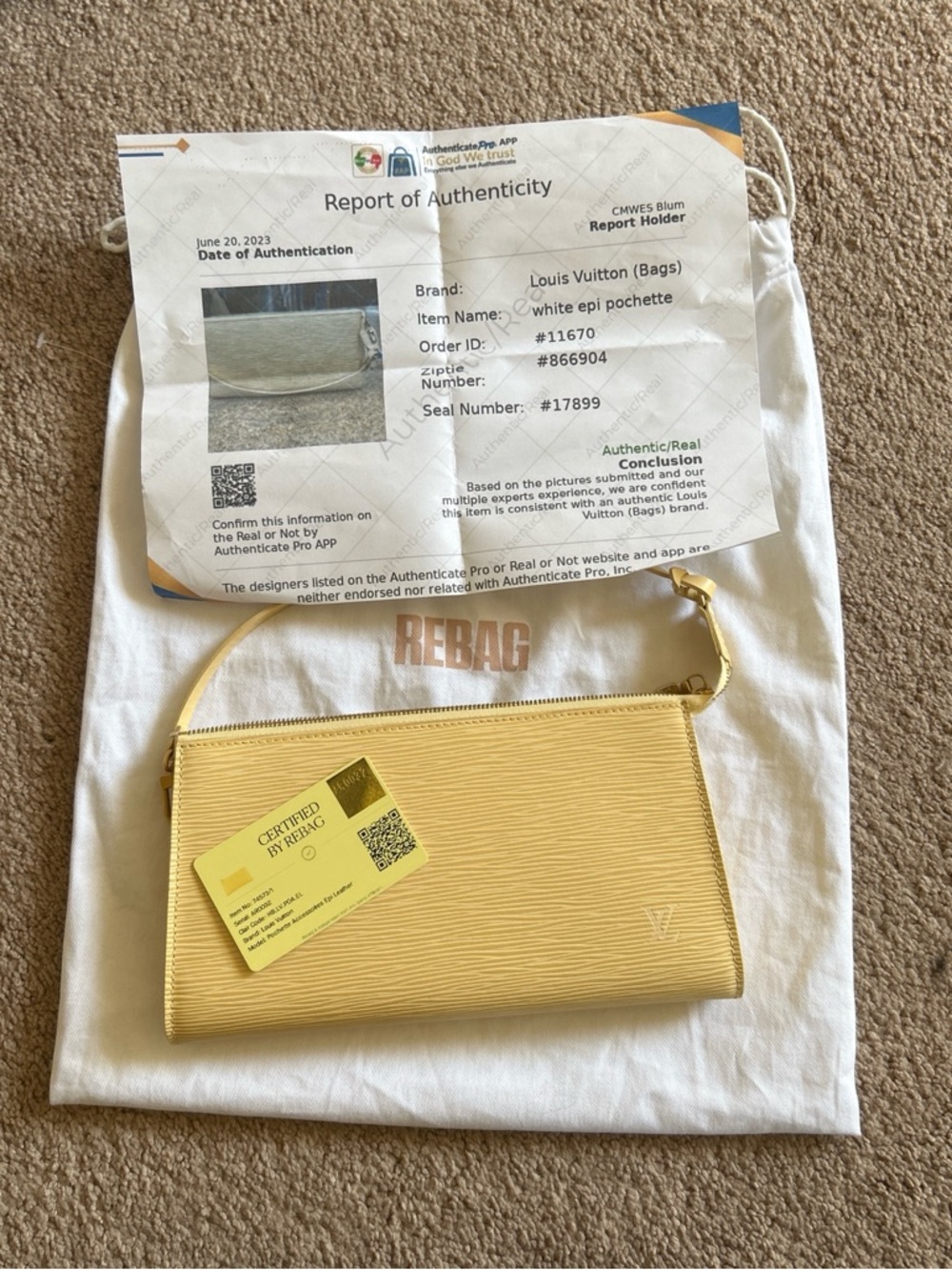 Louis Vuitton butter yellow Epi Pochette - Picture 7 of 8